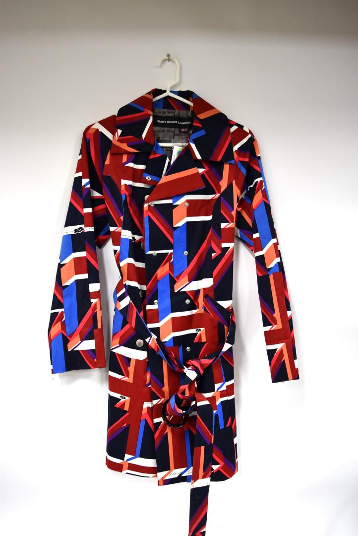 Mary Quant Union Jack Print Coat: Multi-colored raincoat; Size 8 New with tags