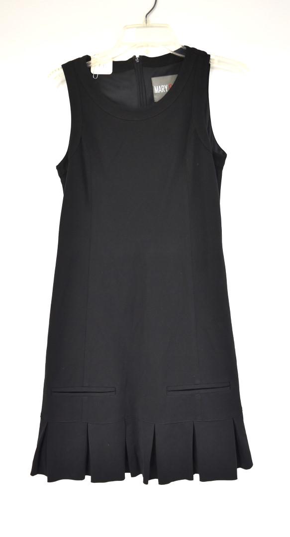 Mary Quant Black Jersey Dress: Pleated bottom. No size. Small