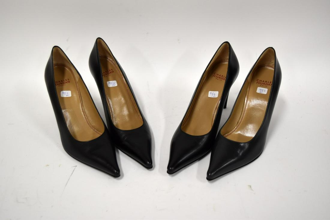 Charles Jourdan High Heels (2 Pr.): Both black. 8 1.2 M.
