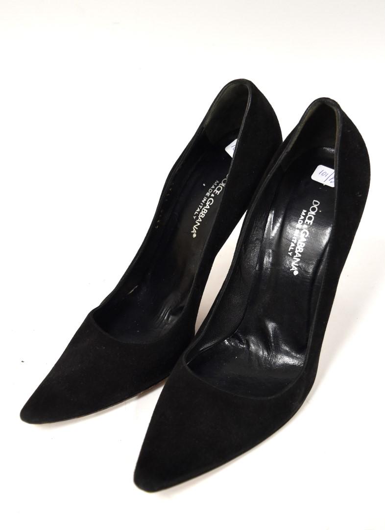Dolce & Gabbana Black Suede High Heels: Marked 38 1/2