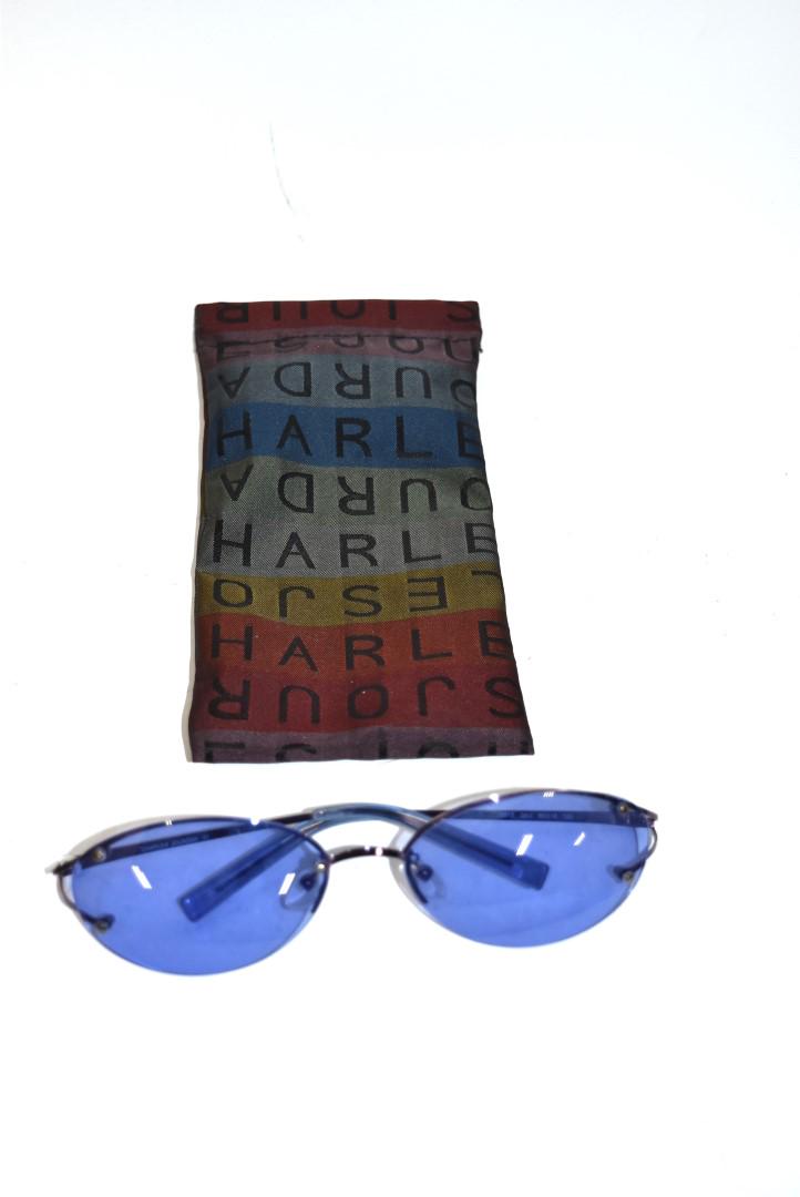.Unusual Charles Jourdan Sunglasses-Blue: All blue rimless lenses and stem