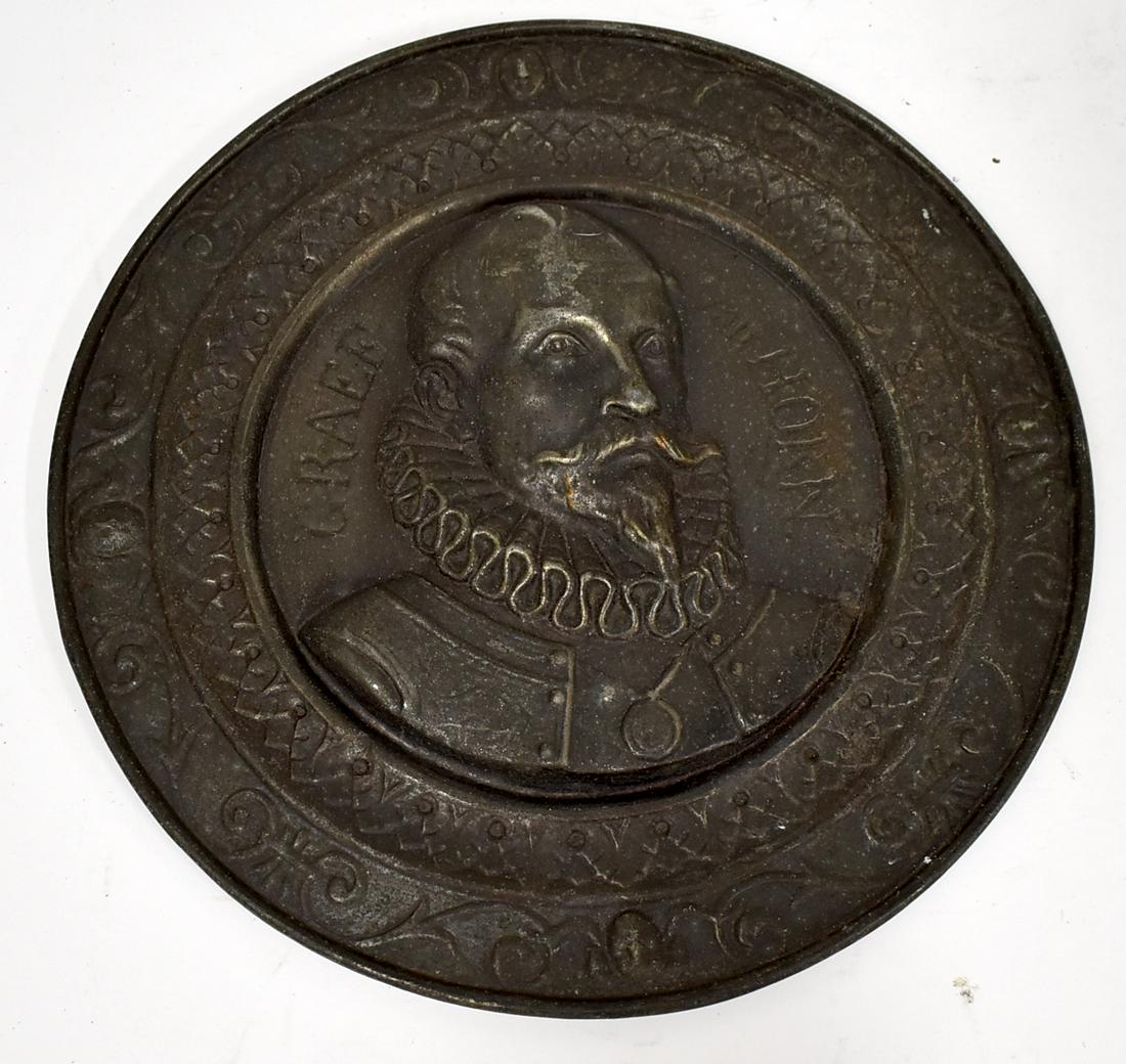 Cast Copper Model of Jean-Paul Marat: An early commissioned roundel wall sculpture, info engraved including artist. Fine condition