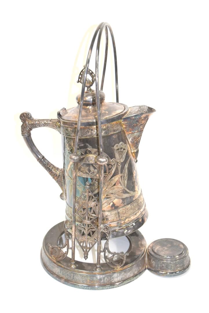 Pairpoint American Silver Plate Tippler: Fancy silver plate tippler. Stamped Pairpoint at the underside; 20in.H. x 12in.W.