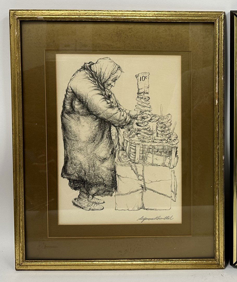 Seymour Rosenthal; Original Lithograph Signed: Original lithograph. Pretzel Lady. Pencil signed; 14in. x 10in.(image), 21in. x 17.25in.(framed)