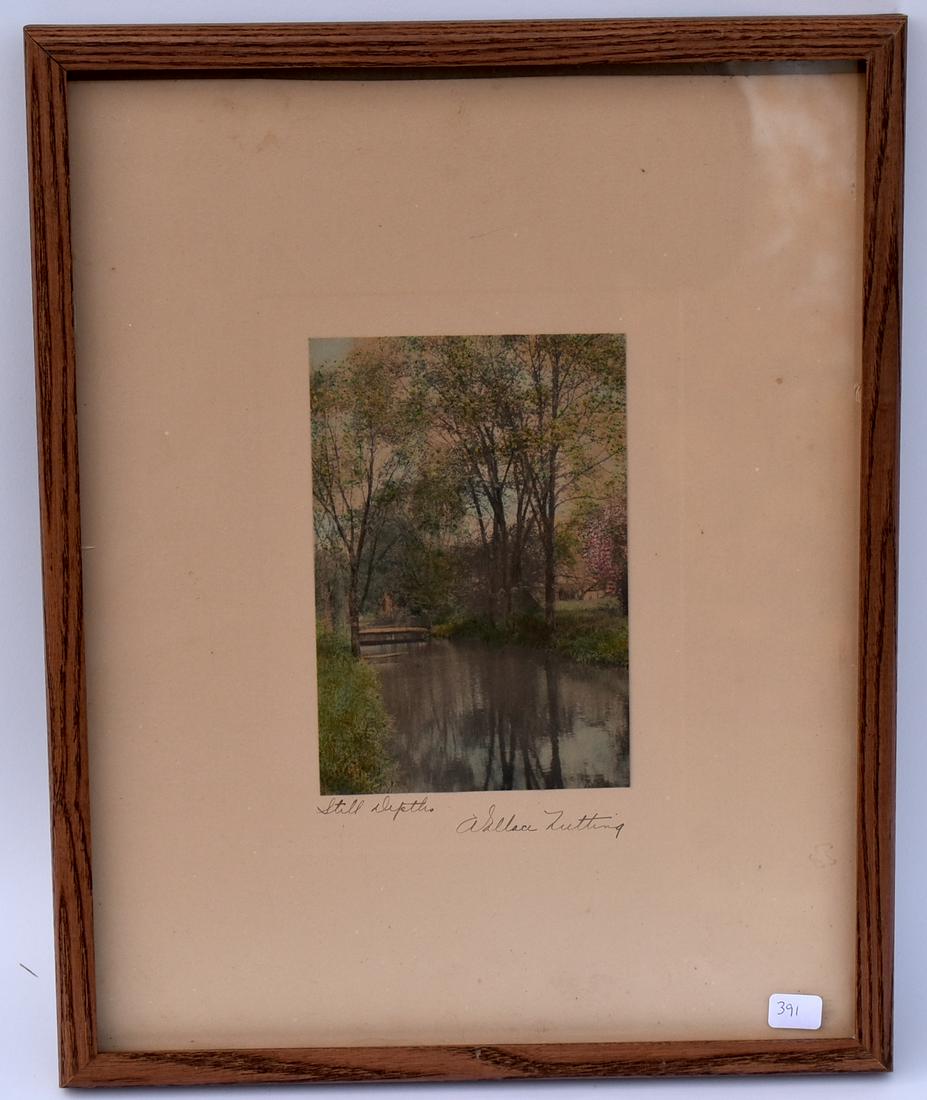 Wallace Nutting Print. Still Depths: Entitled and Sgd. Wallace Nutting L.R. Framed. Site size 14"H x 11"W. Overall 15"H x 12"W