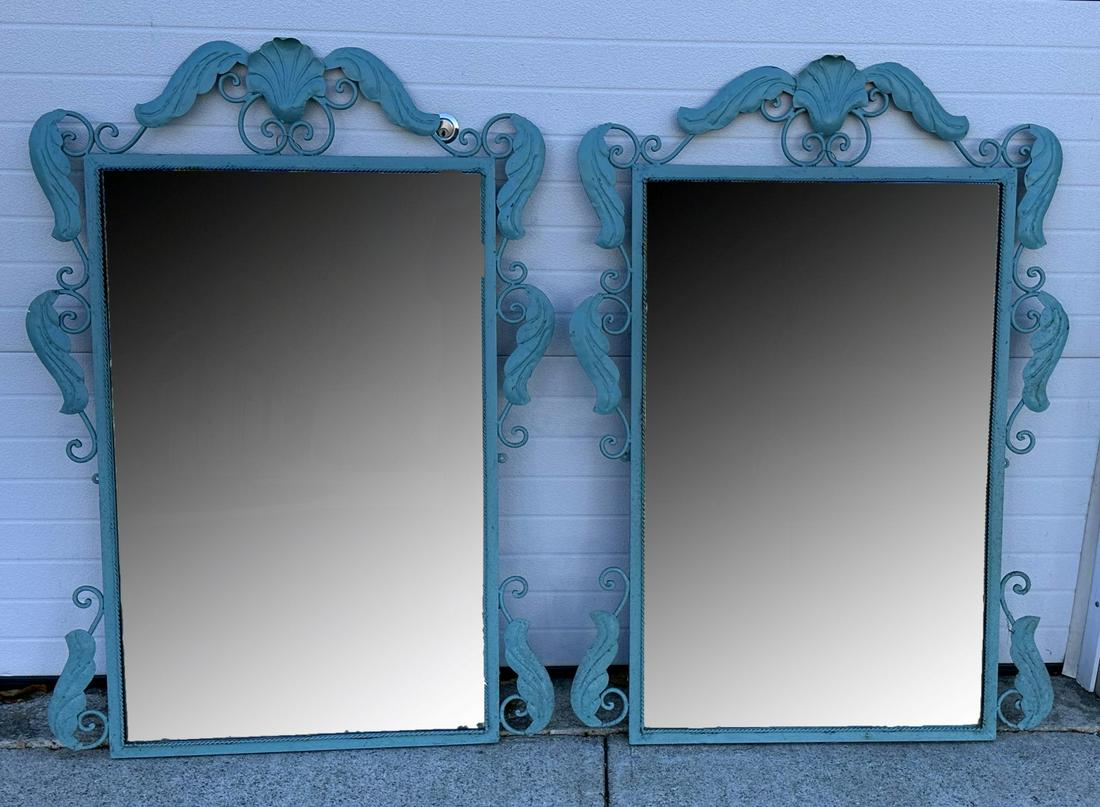 Two(2) Fancy Painted Metal Mirrors: 47in. X 34in.(overall)