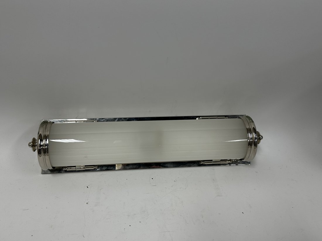 Art Deco Chrome and Glass Vanity Light: 20in.H. x 5in.