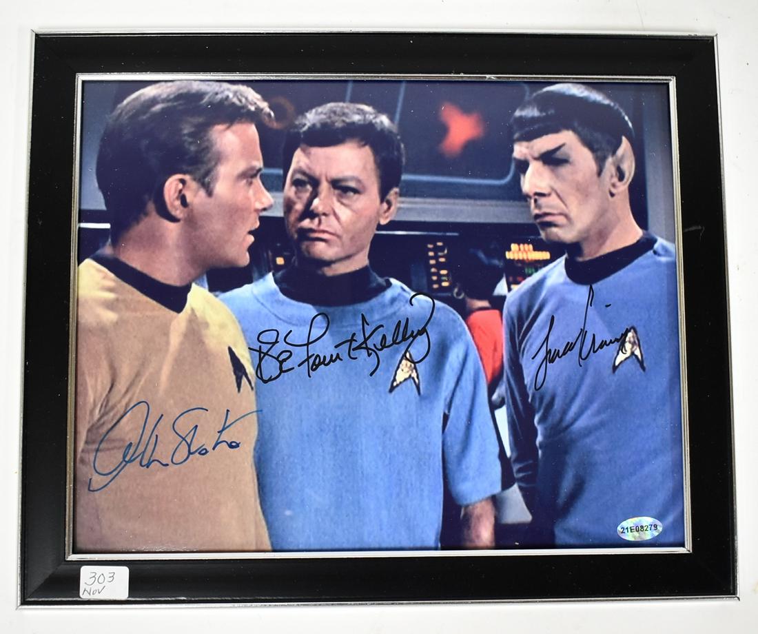 Star Trek Cast Signed Photo.: Framed 8 x 10