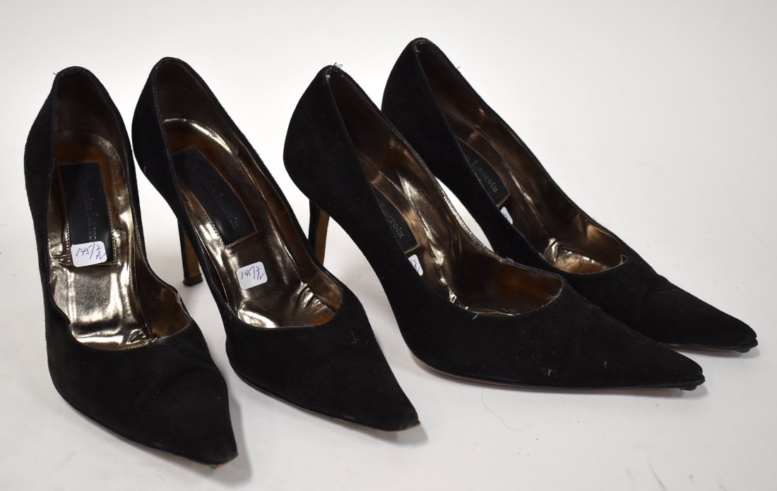. Christian Lecroix Black Suede High Heels ( 2 pr.): Size 38 Two pair in the lot