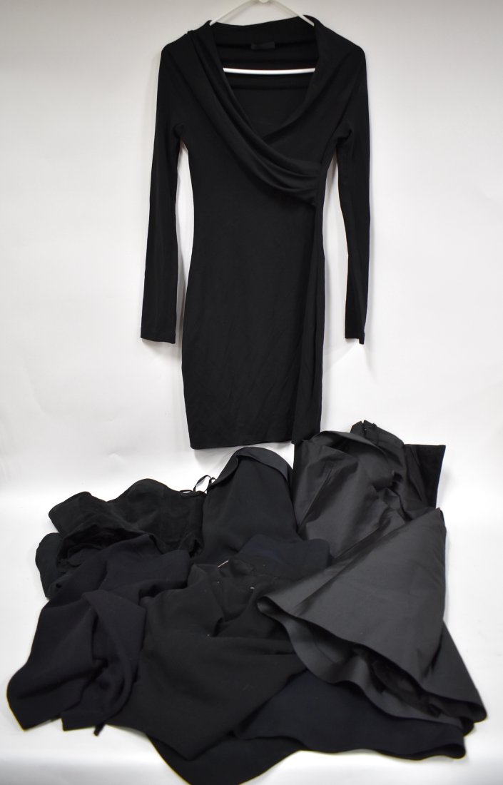 Dealer's Lot of Designer Clothing inc. Name Brands (8): Included in the lot is an Armani black mini skirt, Size 40; a Guy La Roche mini skirt, 100 % wool, size 2; a Guy LaRoche strapless dress, small size; a Mary Quant London mini skirt, small size; an Esc