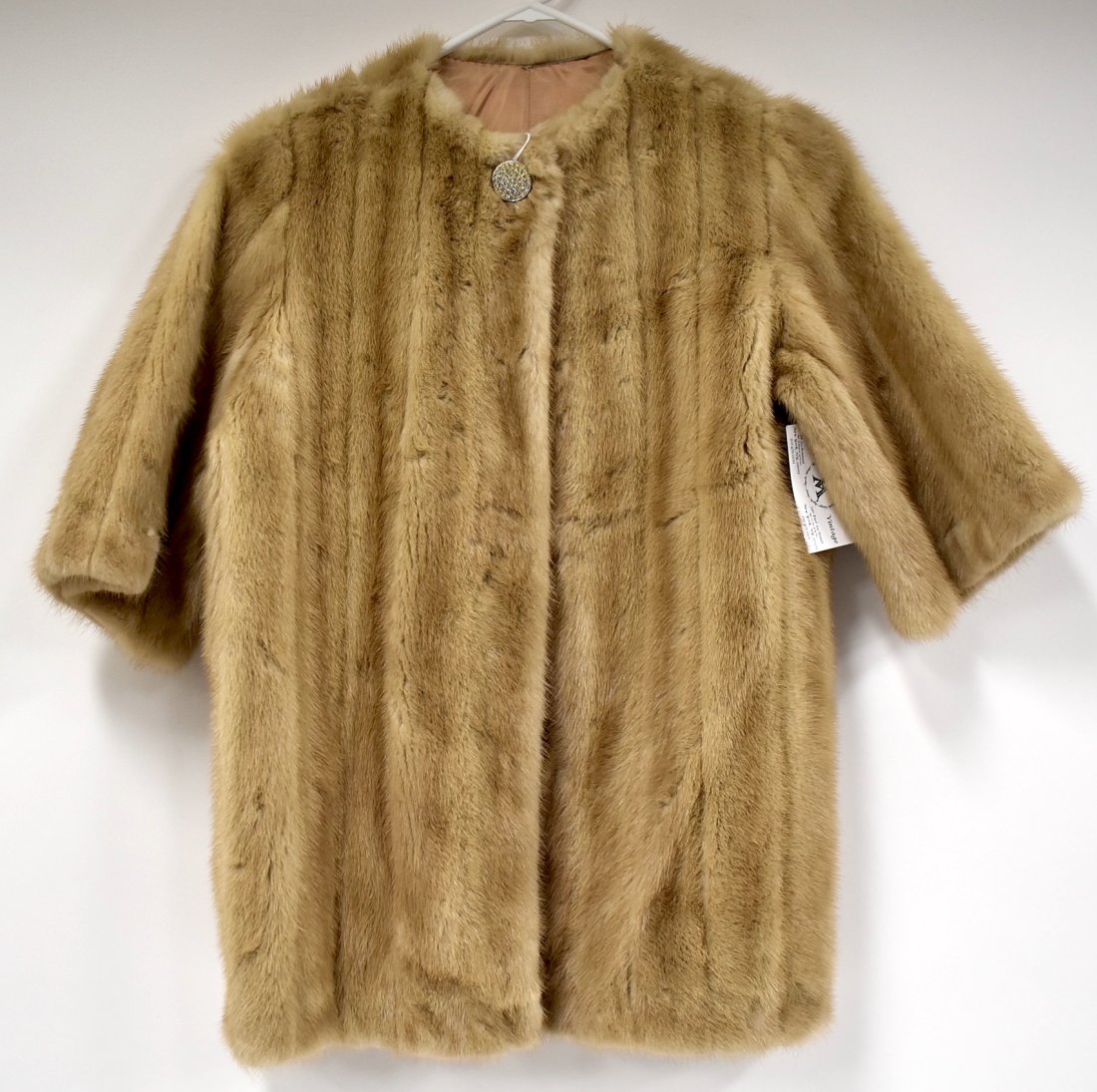 Vintage Fur Jacket: Large rhinestone closure at front