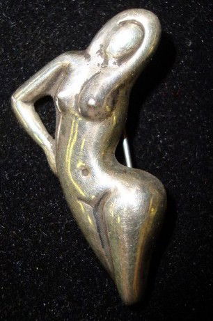 HUBERT HARMON STERLING NUDE PIN: 1IN.