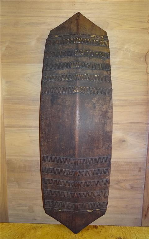 19TH C. DYACK BORNEO FIGHTING SHIELD: Ex-Collection of Stefan Damoney. Battle Weapon. 45-1/2" high