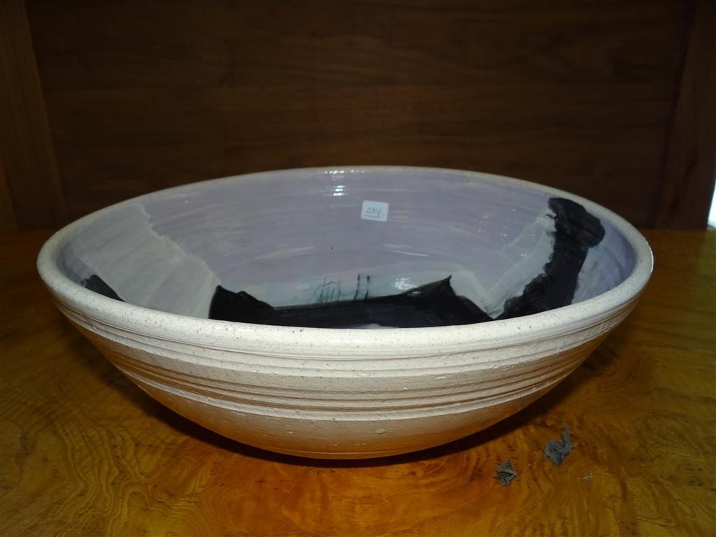 LARGE CERAMIC BOWL BY VITI D'ANDINO: Signed by Puerto Rican artist Viti D'Andino. 13" diameter