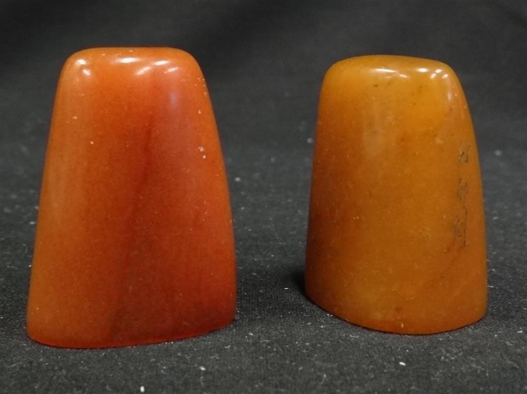 TWO CHINESE SOAPSTONE STAMPS: Both character signed. 2"H