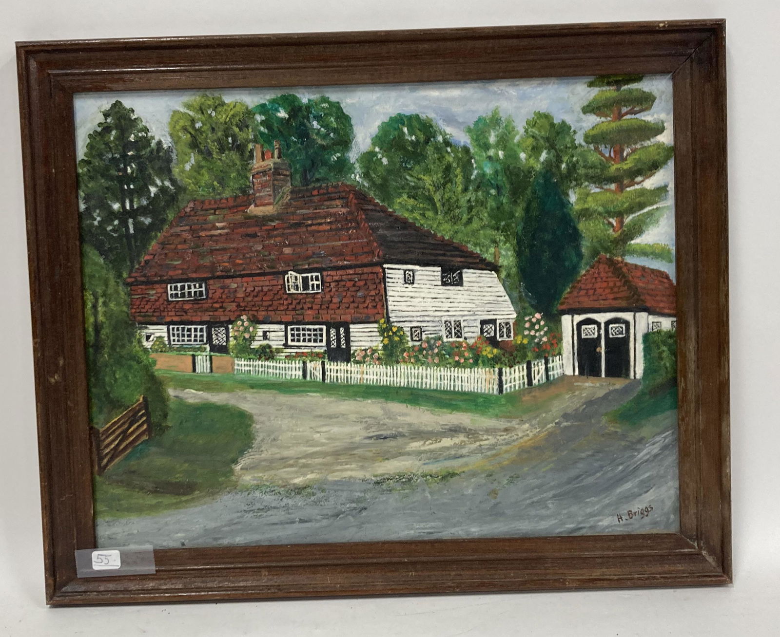H. Briggs. Oil on Board. Tudor Cottage Sgd (1 of 3)