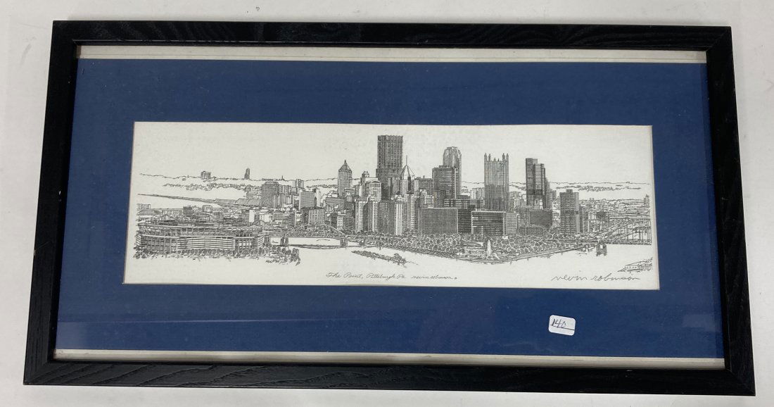 Nevin Robinson. Etching of The Points Pittsburgh (1 of 3)