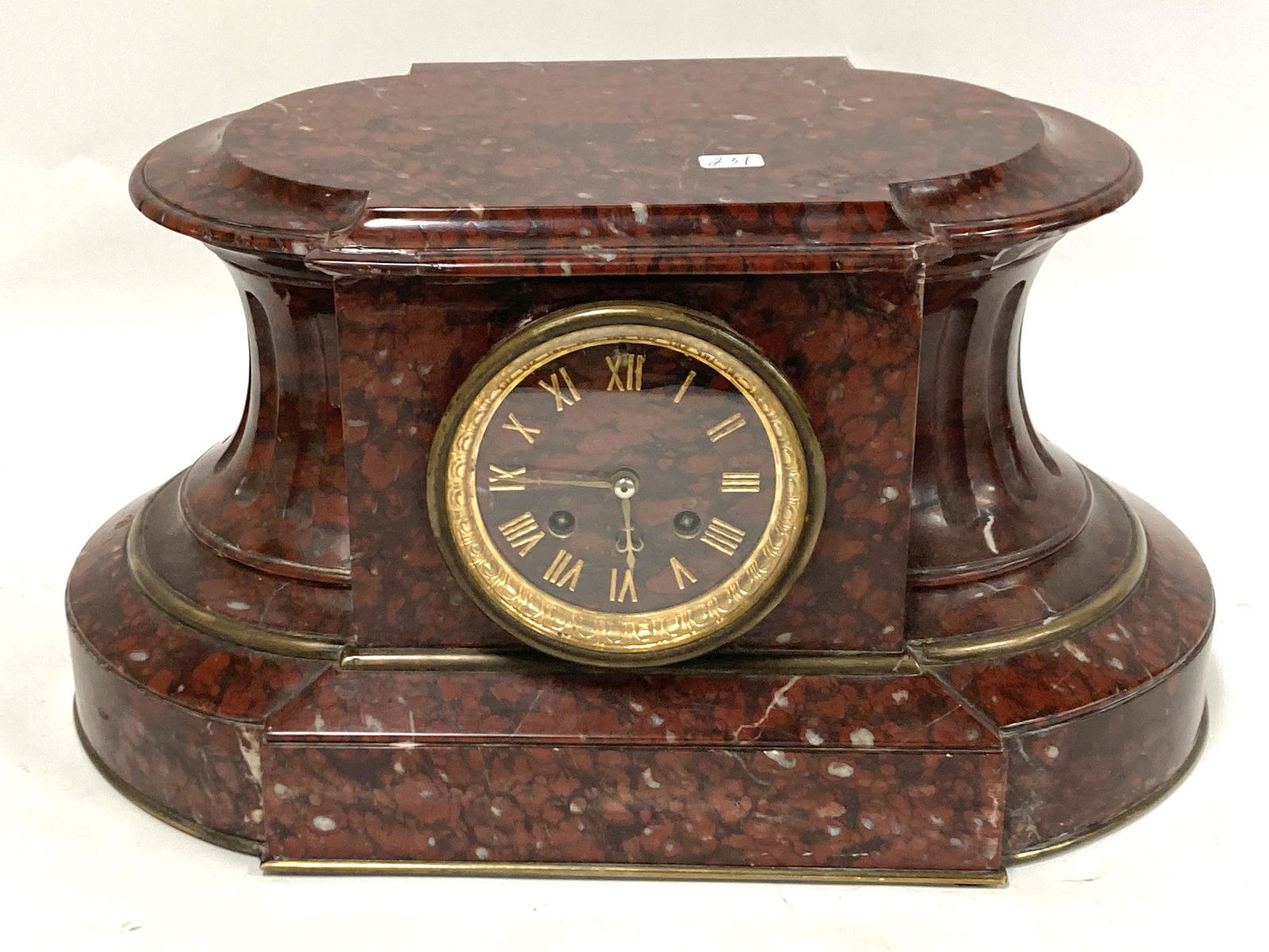 Rouge Marble 19th C. French Mantle Clock (1 of 4)