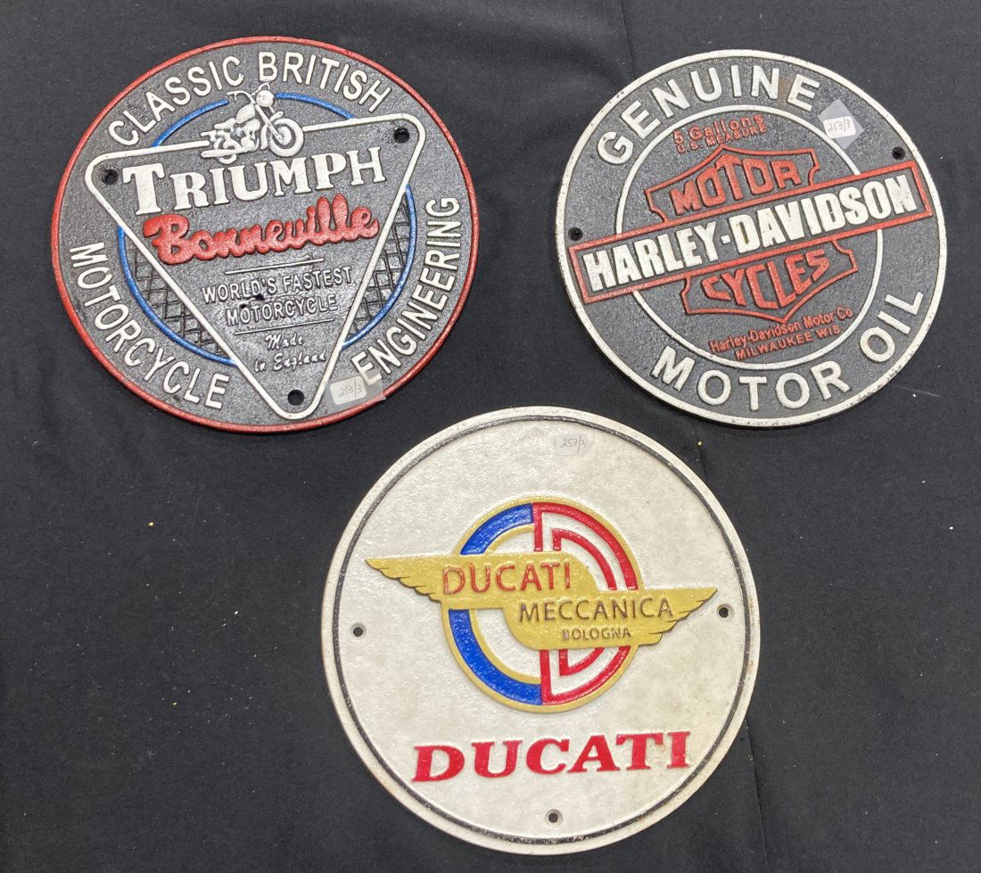 Cast Iron Motorcycle Advertisement Plaques (3) (1 of 2)