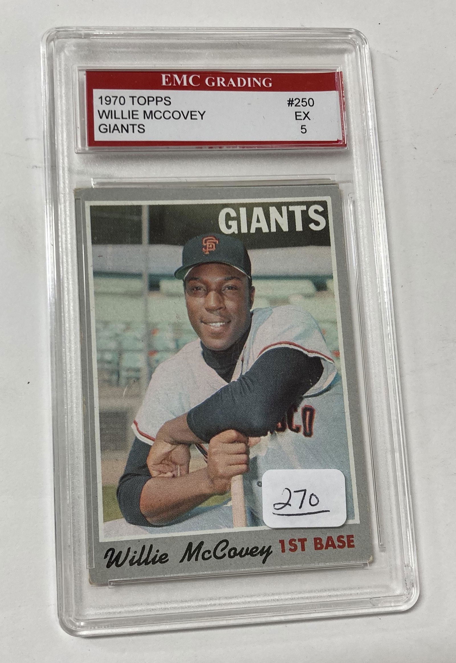 1970 Topps Willie McCovey Graded Card: Graded Ex 5. #250 Giants Card. EMC grading