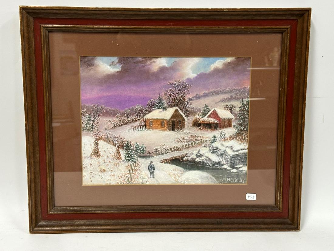 Albert Nemethy Pastel, Winter Landscape, Sgd. (1 of 5)