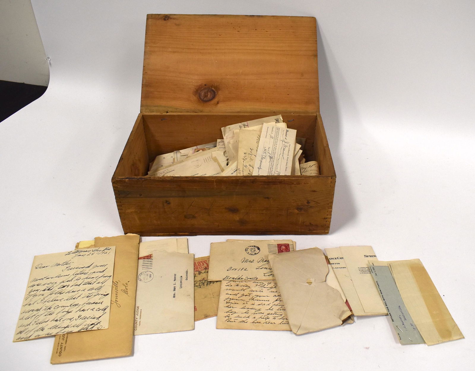 Box Lot of 100+ Antique Documents, Letters, Rcpts. (1 of 3)
