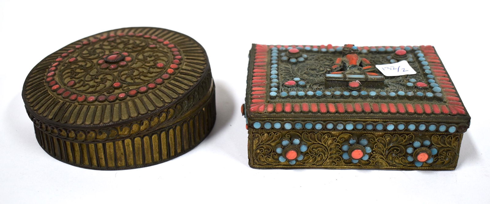 Antique Persian Boxes Coral Mounted (1 of 5)