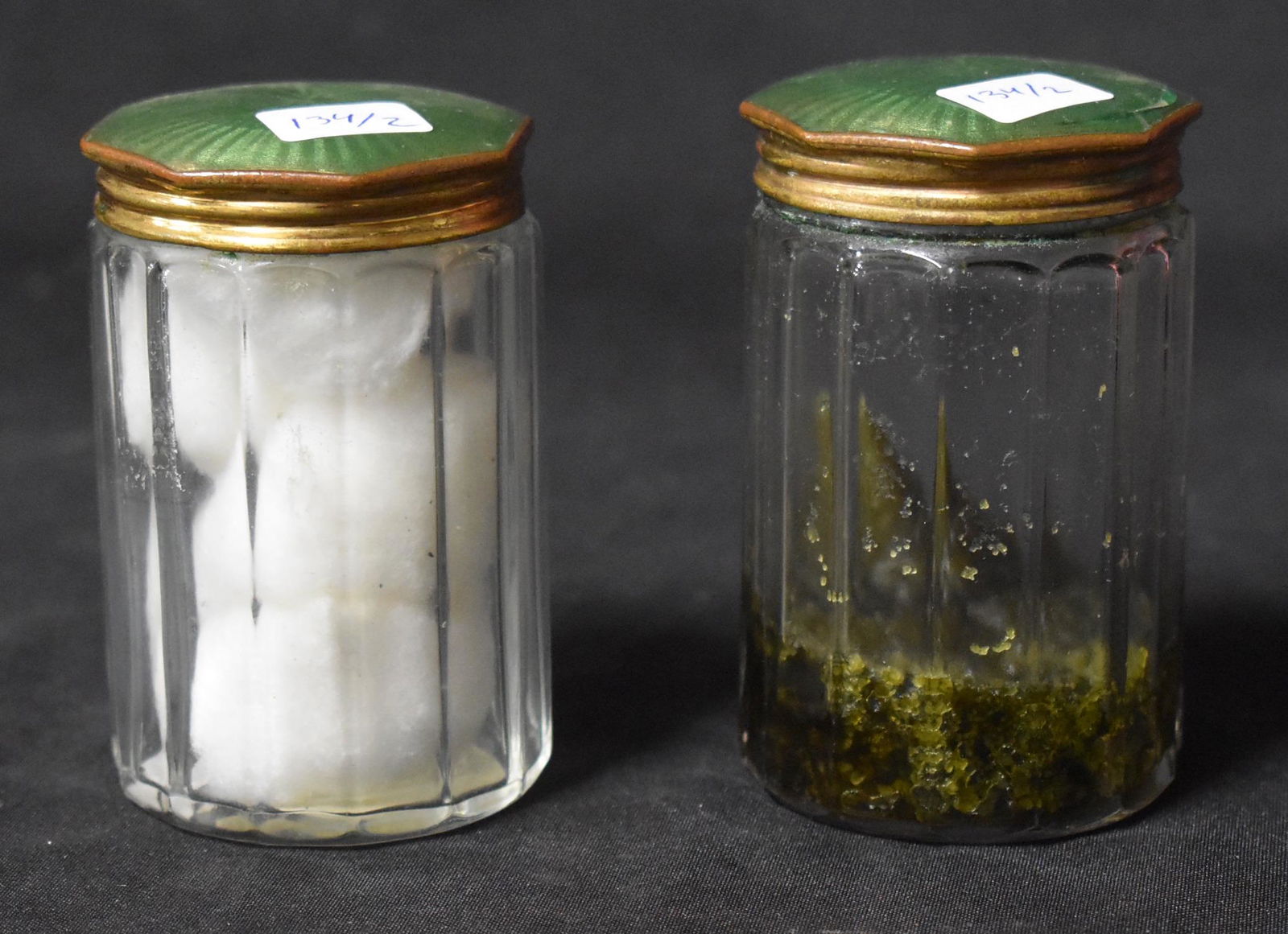 Pr. Enameld Topped Art Deco Dresser Jars (1 of 3)