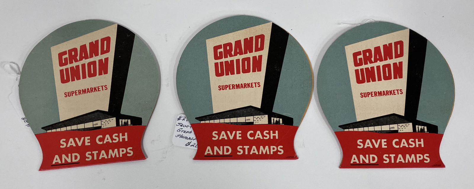 Grand Union Adv. Needle Cases (3): Save cash and stamps. Advertising needle cases for Grand Union. 3 in the lot.