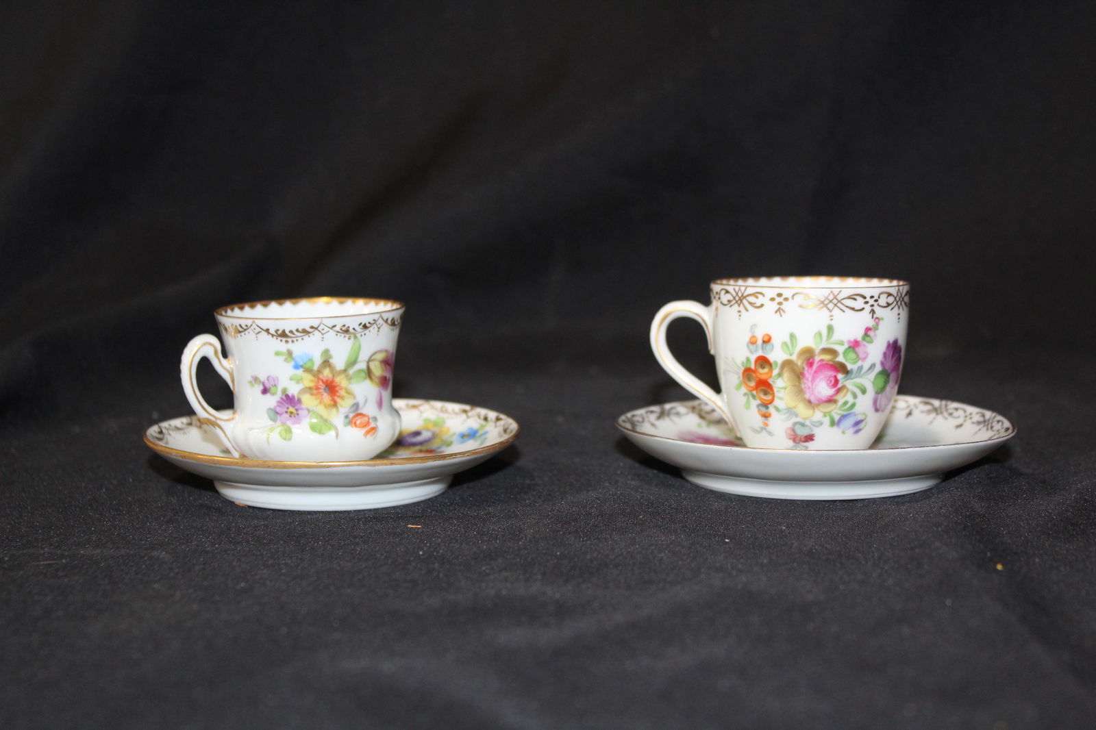 Dresden Demi- Tasse Cups & Saucers ( 2 sets) (1 of 4)