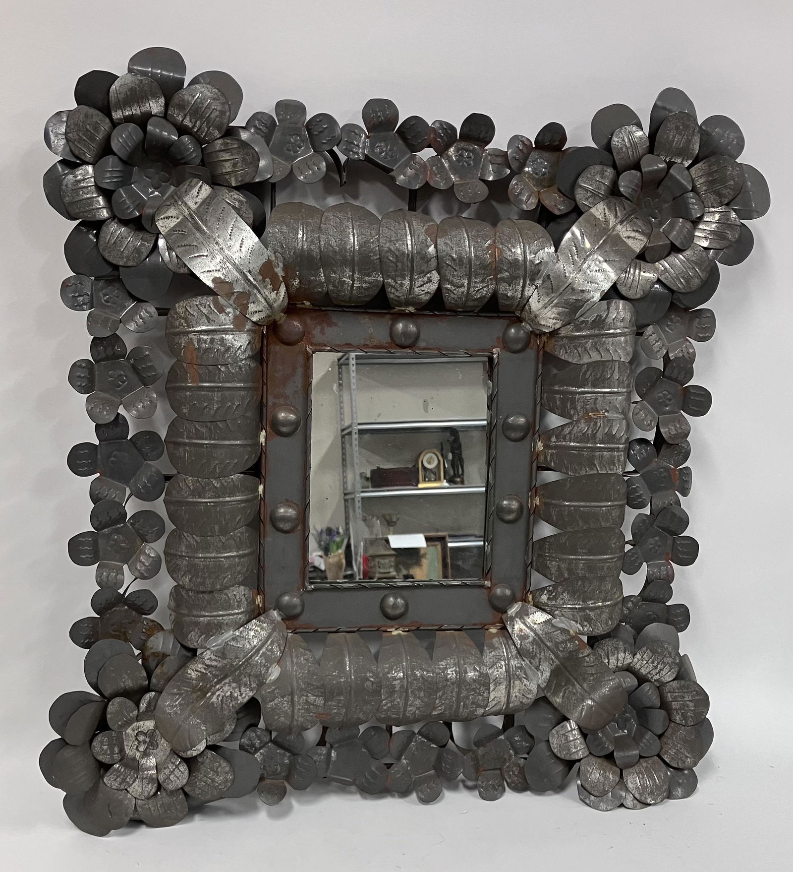 Antique Mexican Tin Wall Mirror (1 of 2)