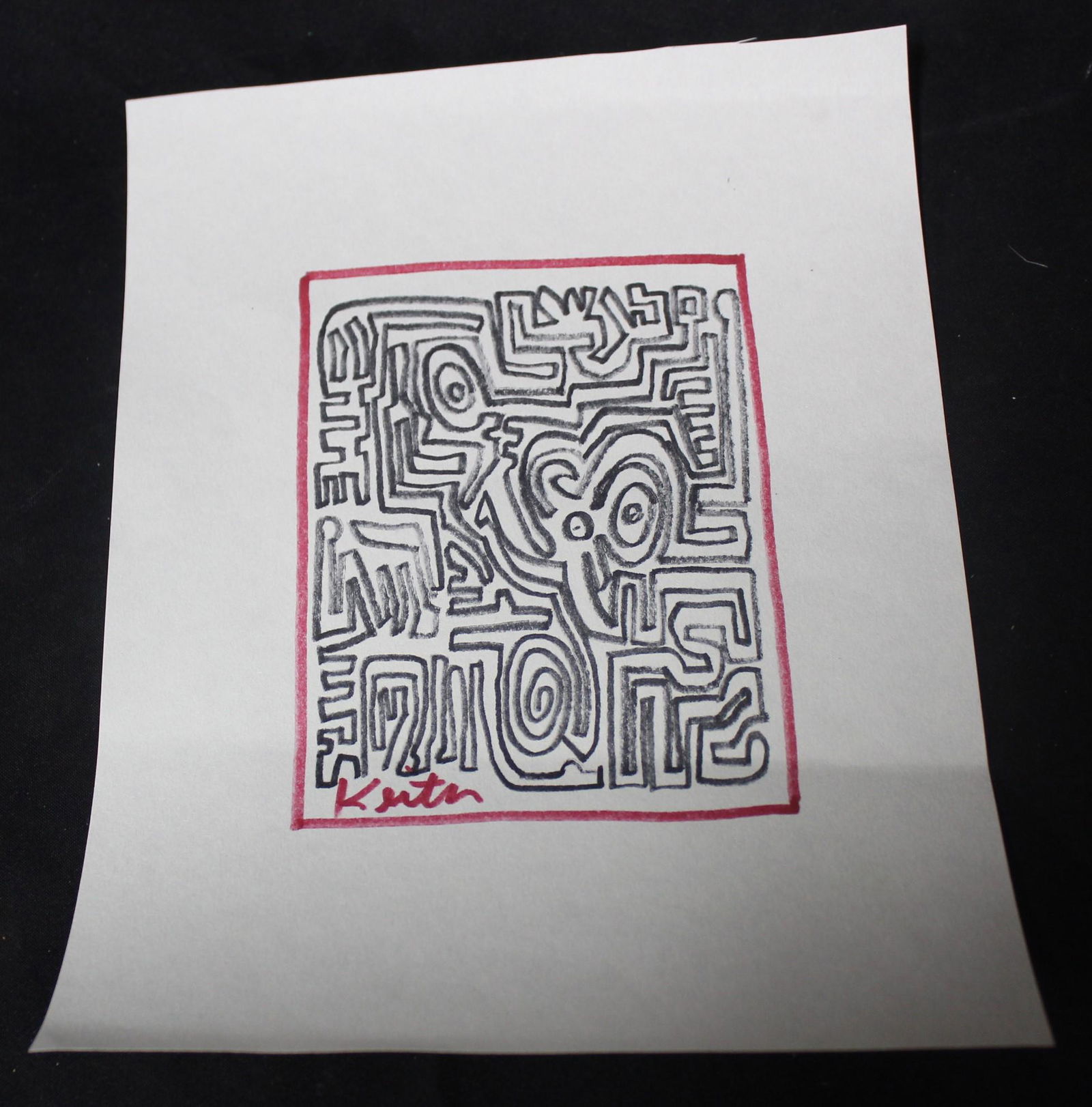 Keith Haring Drawing, Labyrinth. Sgd. (1 of 1)