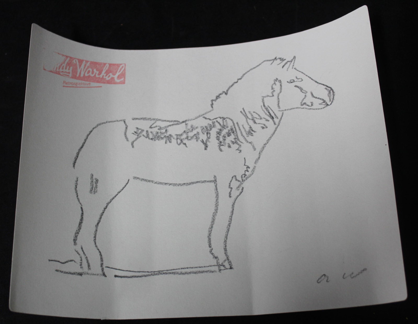Andy Warhol Drawing, Horse . Sgd.: 8 1/4"H. x 10 3/4"W