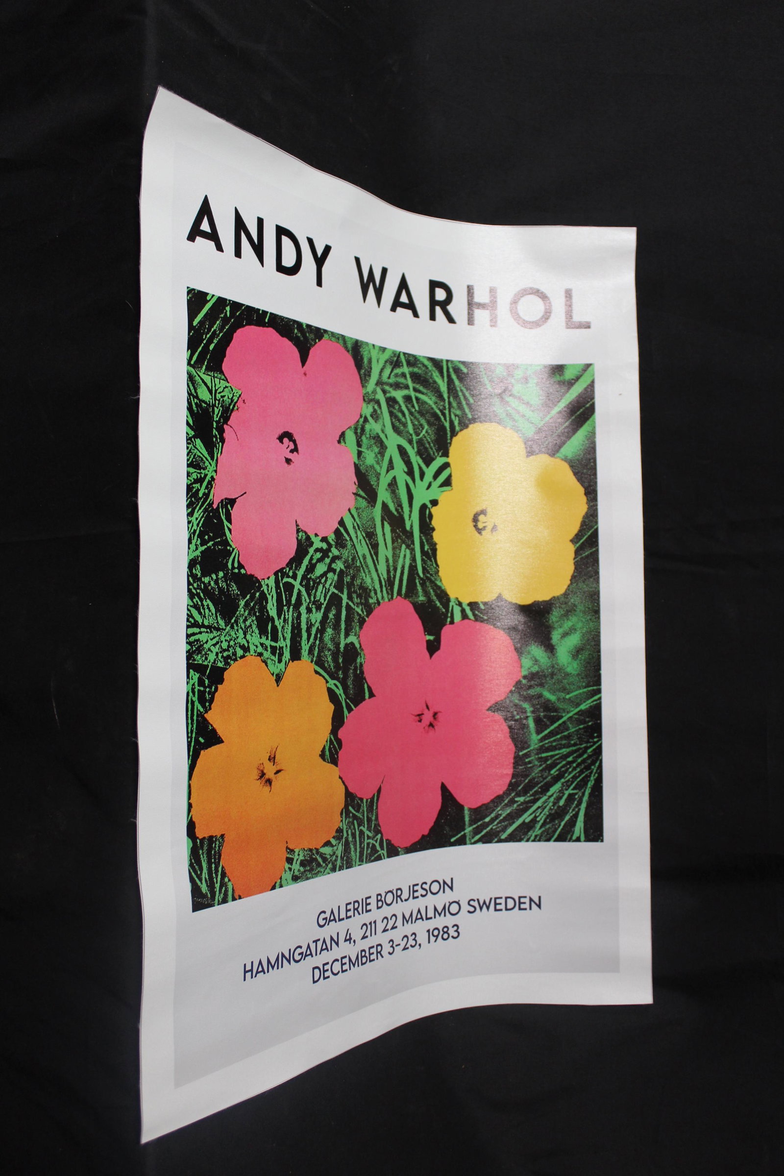 Andy Warhol Poster: For exhibition of his work in Sweden at Galerie Borjeson in 1983. 19 3/4" H. x 22"W.