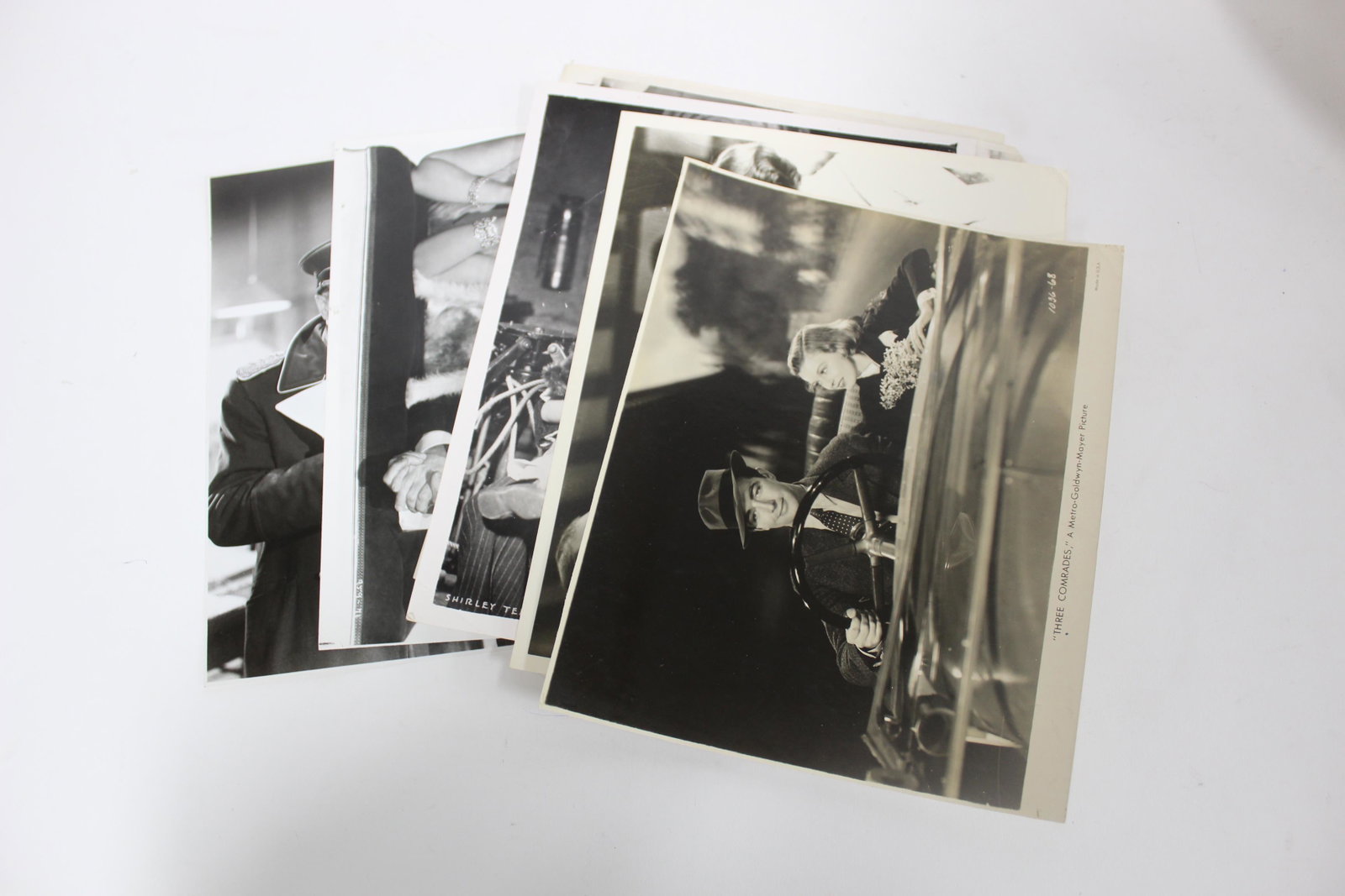 Collector's Lot of Movie & Hollywood Photographs (13): Three Comrades publicity photo, 1968 for MGM; Will Rogers; Gary Cooper and Shirley Temple in a publicity photo for Paramount; Bob Hope and Bing Crosby in a 1947 Paramount publicity photo for Variety G