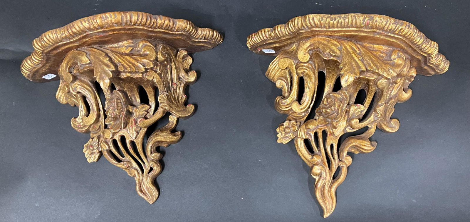 Pr. of Vintage Spanish Rococco Wall Shelves. (1 of 3)