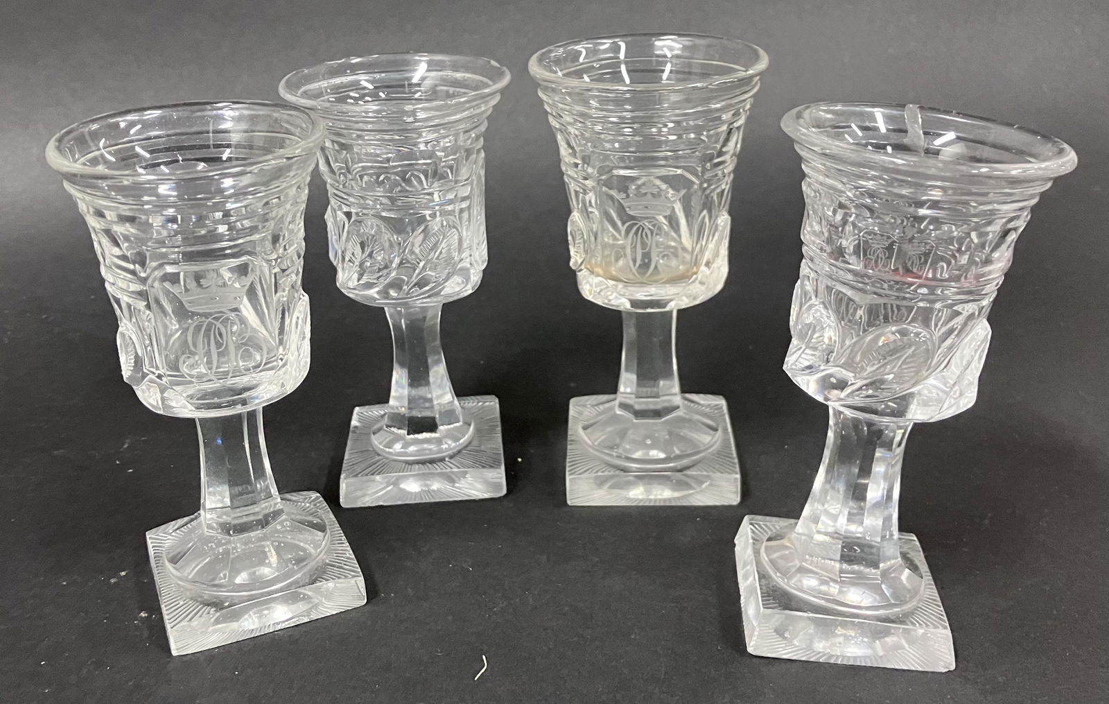 Four Pattern Glass Pedestaled Goblets (1 of 1)