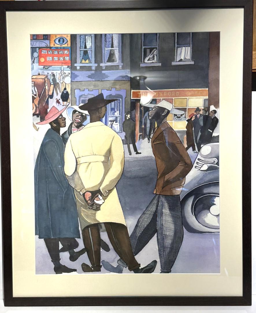 20thC. African American Watercolor Street Scene (1 of 4)