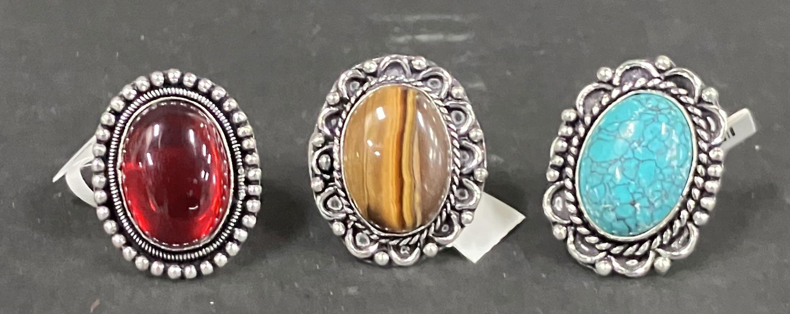 German Silver Gem Stone Rings (3) (1 of 1)