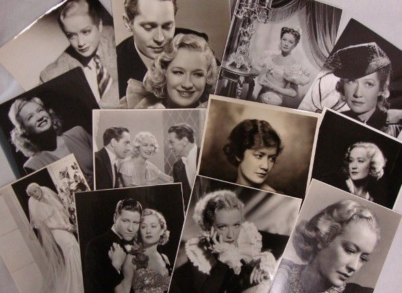 MIRIAM HOPKINS PORTRAITS.HURRELL.LACY. BULL (12): Cardboard stock portrait by Hurrell with a back stamp for the photogrpaher and Warner Bros.; a 1947 publicity photo for Lady With Red Hair by Madison Lacy with backstamp; Clarence Sinclair Bull close-