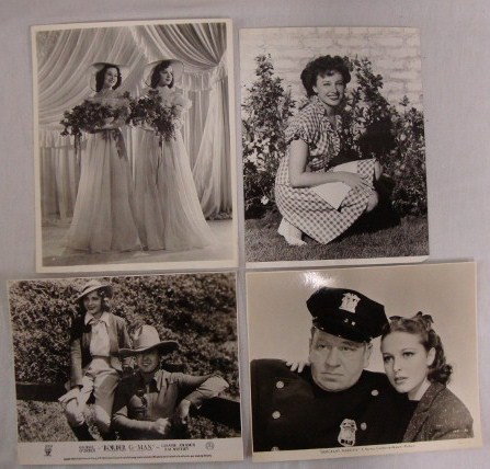 MOVIE STILLS - LORRAINE DAY (60): Photo with publicity snipe, Hollywood Stages A Wedding, with backstamp, Radio Pictures, Photo by Ernest A. Bachrach Jun 9, 1938; candid photo by Clarence S. Bull; movie scenes from: The Painted Desert