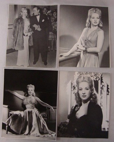 BETTY GRABLE PORTRAITS AND STILLS (53): In Moon Over Miami; portrait for Yank in the RAF; in Hot Spot; in Footlight Serenade (3); in Song of the Islands with Victor Mature; scene from same; in Springtime in the Rockies (4); in Coney Island 