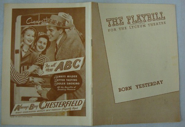 BORN YESTERDAY PROGRAM SGD. JUDY HOLLIDAY: This Born Yesterday Program is signed by Judy Holliday in pencil and inscribed by Paul Douglas To Ed With Best Wishes, Paul Douglas
