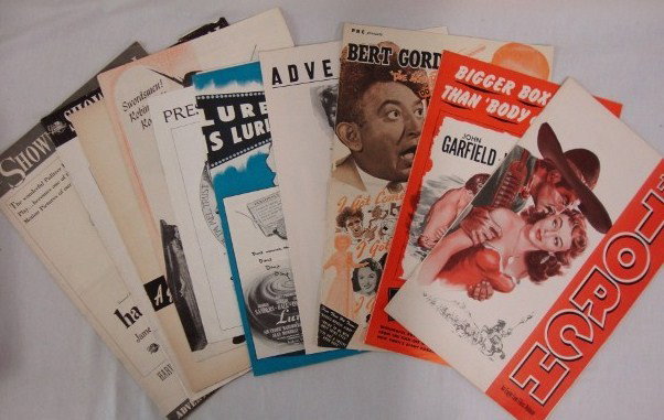 TEN PRESSBOOKS: The Torch; He Ran All The Way; Harvey; The Earth is Mine; The Strange Woman; Don Juan; Blazing Saddles; Lured (2) and How Do You Do? Varying sizes