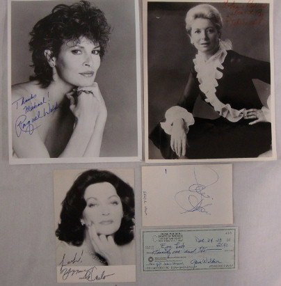 SGD. PHOTOGRAPHS &CHECK-KERR WELCH WILDER ETC.: Raquel Welch ISP; Yvonne DeCarlo ISP; Deborah Kerr ISP; Goldie Hawn autograph in ink on paper; Gene Wilder sgd. check drawn on The Chase Manhattan Bank Dec. 24 1973 . Marked Christmas Gift Jamie Wenne