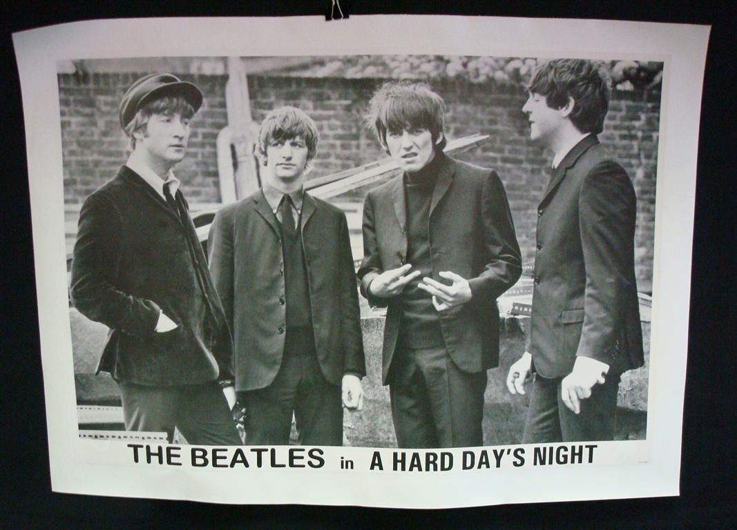 THE BEATLES HARD DAY'S NIGHT POSTER: Linen backed, printed in England. 23-11/2 x 34