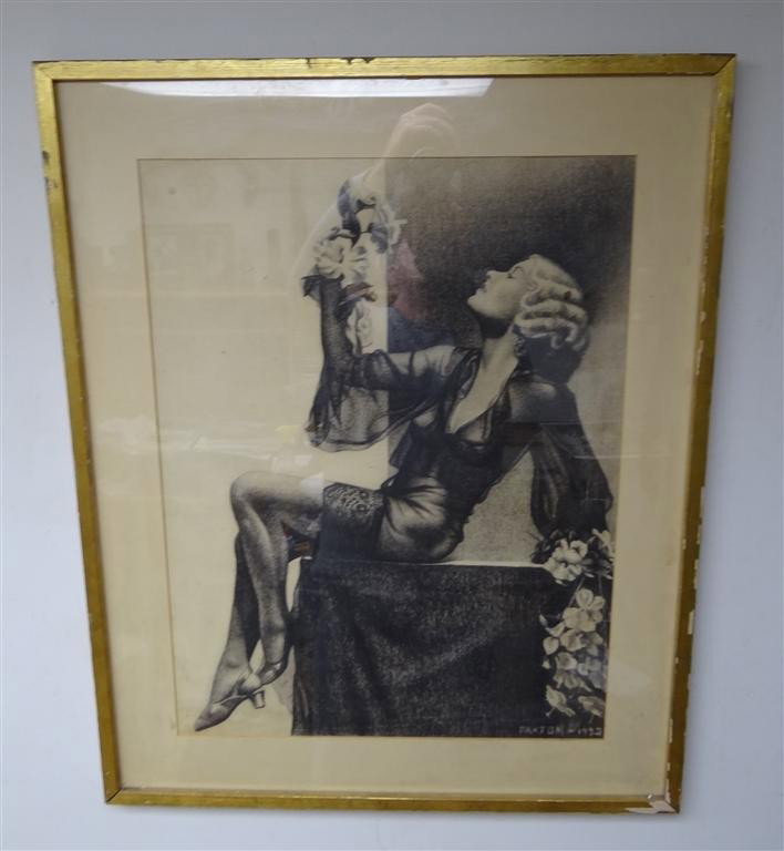 WILLIAM MAC GREGOR PAXTON; CHARCOAL DRAWING SIGNE: American charcoal on paper, A Provocative Pose signed l.r. and dated 1933; 22.5in. X 17in.(sight size)