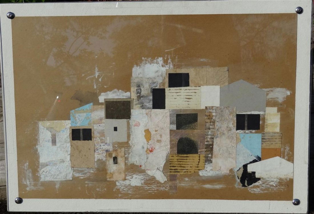 ROBERT COURTRIGHT; COLLAGE PAINTING SIGNED: Collage and gouache, Untitled signed l.r. and dated ’59; 21in. x 31.5in. (Provenance: Richard Feigen Gallery, NYC)
