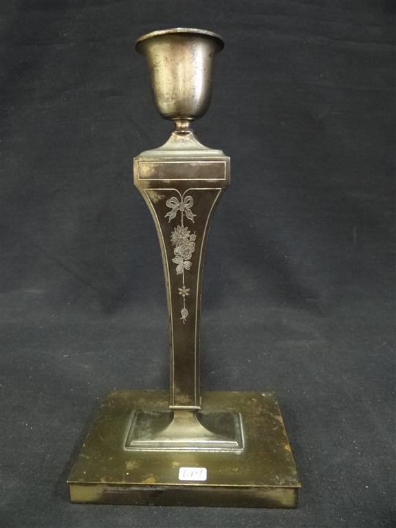 PAIRPOINT SILVERPLATE CANDLESTICK: Signed Pairpoint Mfg. Co on the base 10"H