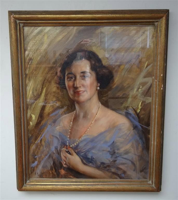 NICHOLAS BASIL HARITONOFF; RUSSIAN OIL PAINTING: Russian/American oil on canvas, Portrait of a Woman signed l.l., dated 1933 and inscribed NY; 25.25in. X 20.25in.